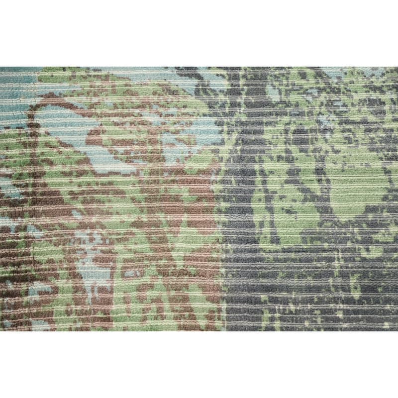Hand Knotted Oriental Viscose Silk Carpet Modern Pictorial Multi-Colored Abstract Area Rug - 6' 8'' X 4' 6''