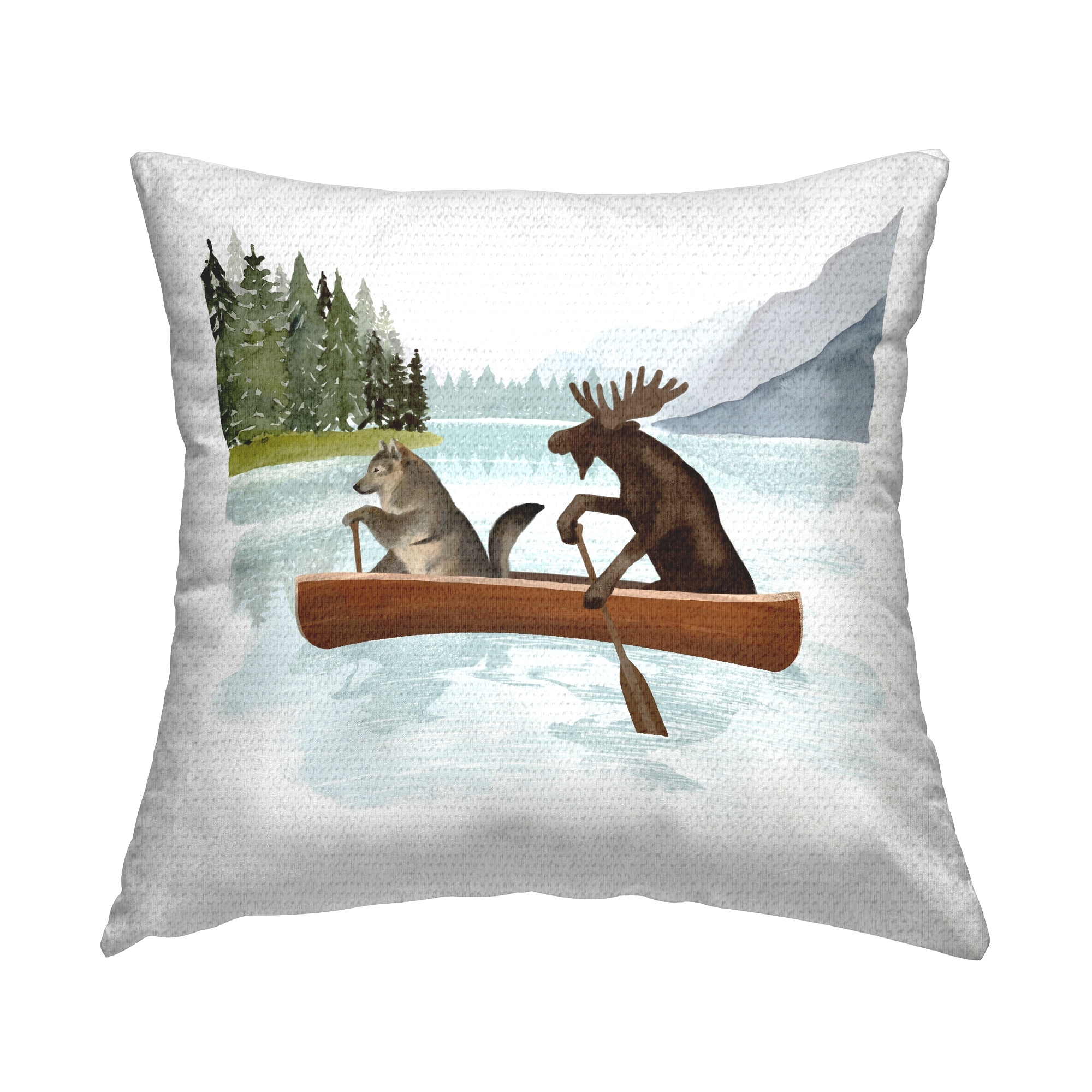 Stupell Woodland Animals Lake Printed Outdoor Throw Pillow Design by Victoria Barnes