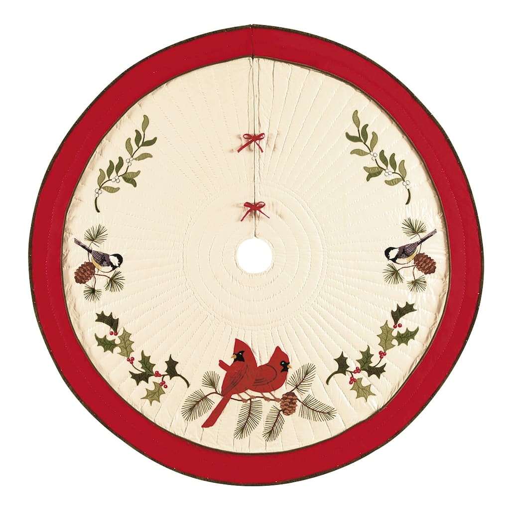 Holiday Song Birds Tree Skirt - Cream