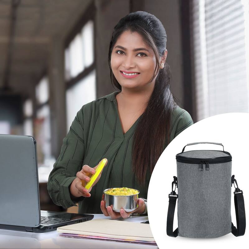 Portable Waterproof Insulated Food Jar Lunch Tote Bag, Grey