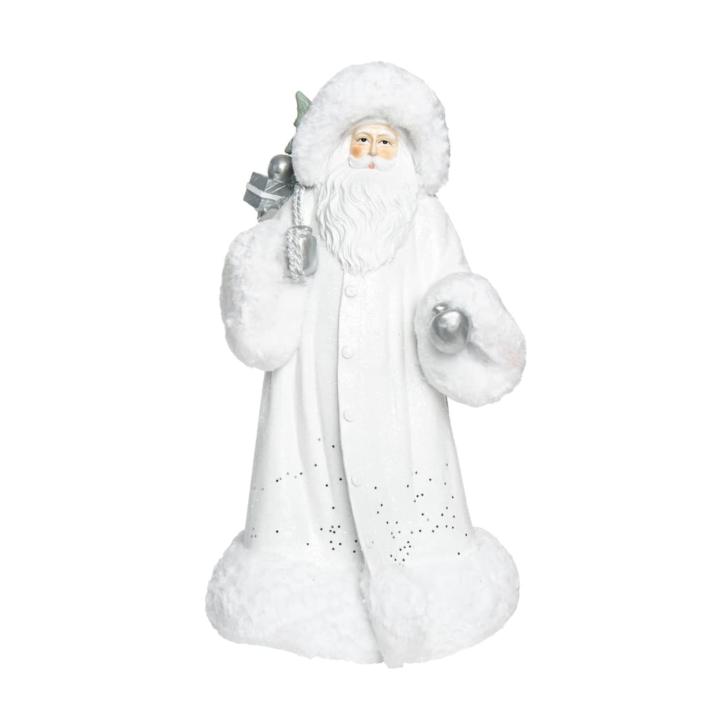 Transpac Resin 17 in. White Christmas Glam Santa Decor