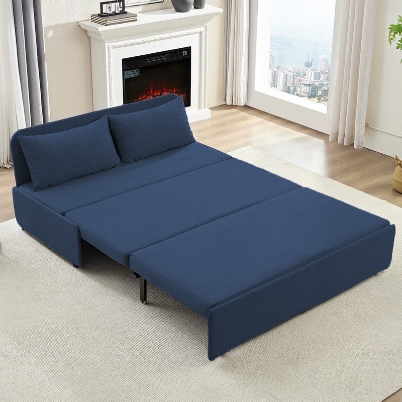 Mixoy Full/Queen Size Sofa Bed,2 in 1 Convertible Linen 1-Seater/Loveseat Sleeper Sofa Couch with Cushions