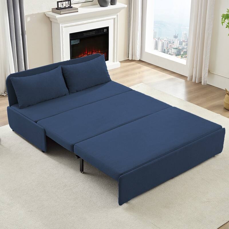 Mixoy Full Size Queen Size Sofa Bed,2 in 1 Convertible Linen 1-Seater/Loveseat Sleeper Sofa Couch with Cushions