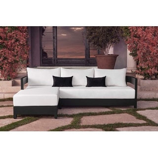 Abbyson Outdoor Santorini Modern Aluminum Sectional with Sunbrella Cushion