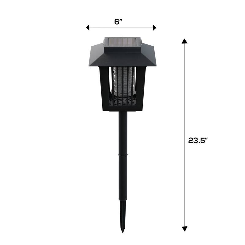Pure Garden Black Solar Power UV Mosquito and Bug Zapper LED Light