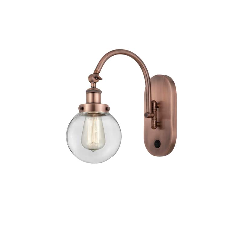 Innovations Lighting 918-1W-13-6 Beacon Sconce Beacon 13" Tall Wall - Antique Copper / Clear