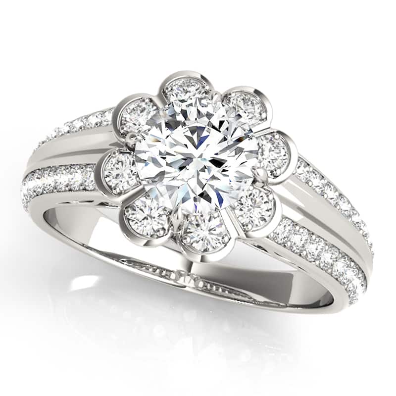 Auriya 14k White Gold Lab Grown Round Diamond Halo Engagement Ring 0.50 to 5.00 ct. tw. (F-G VS) - 0.50 ct. center - 8