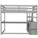 preview thumbnail 25 of 32, Wood Loft Bed Sturdy Frame with Desk and Shelves,2 Drawers,Full Size