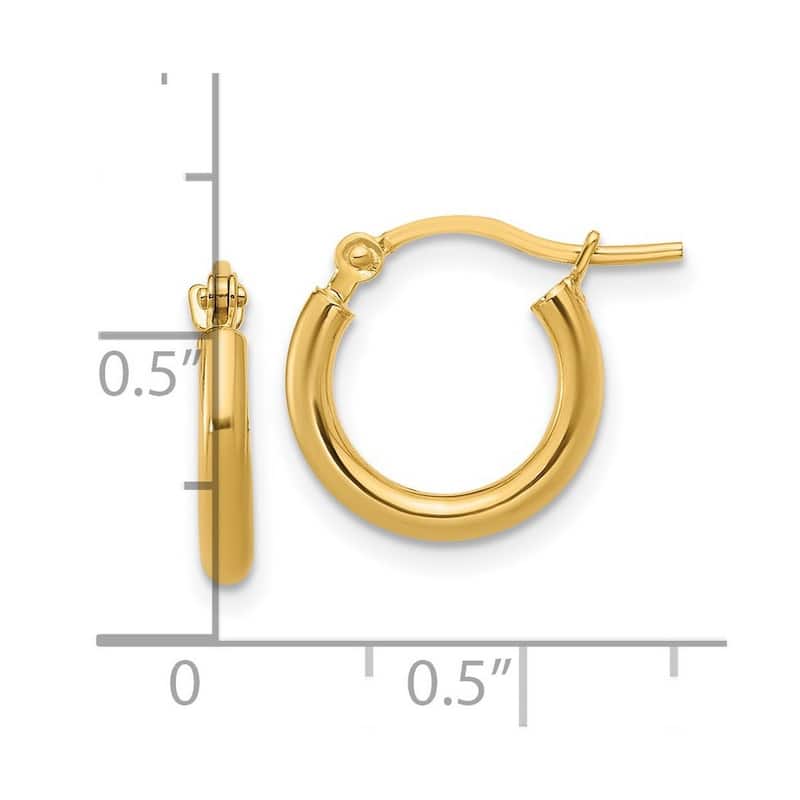 Curata 14k Yellow Gold Polished Hinged 12x2mm Hoop Earrings