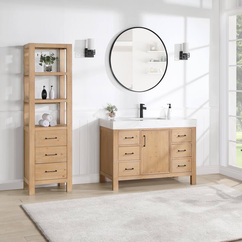 Leon 48 in. Single Bathroom Vanity with Composite Stone Top
