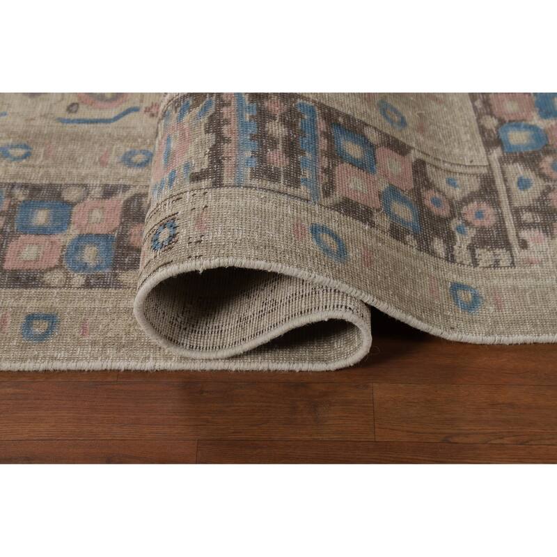 Geometric Beige Tabriz Persian Rug Hand-Knotted Wool Carpet - 8'1"x 10'8"