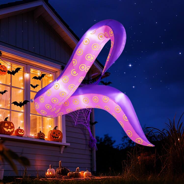 Multi-Color Polyester 6.5ft Inflatable Halloween Tentacles with LED Lights