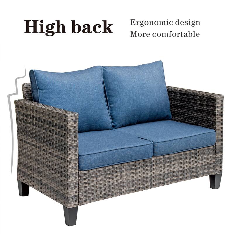 OVIOS 6-Piece Outdoor Wicker Patio Fire Pit Furniture Set with Swivel Chairs