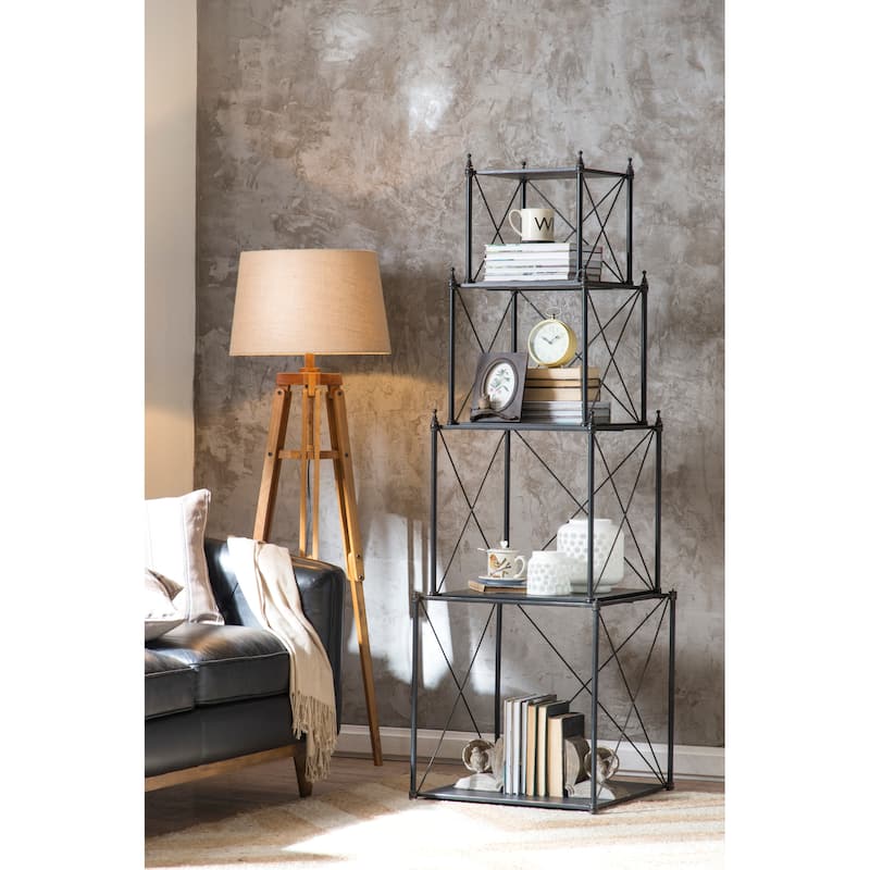 Wood Floor Lamp with Linen Drum Shade
