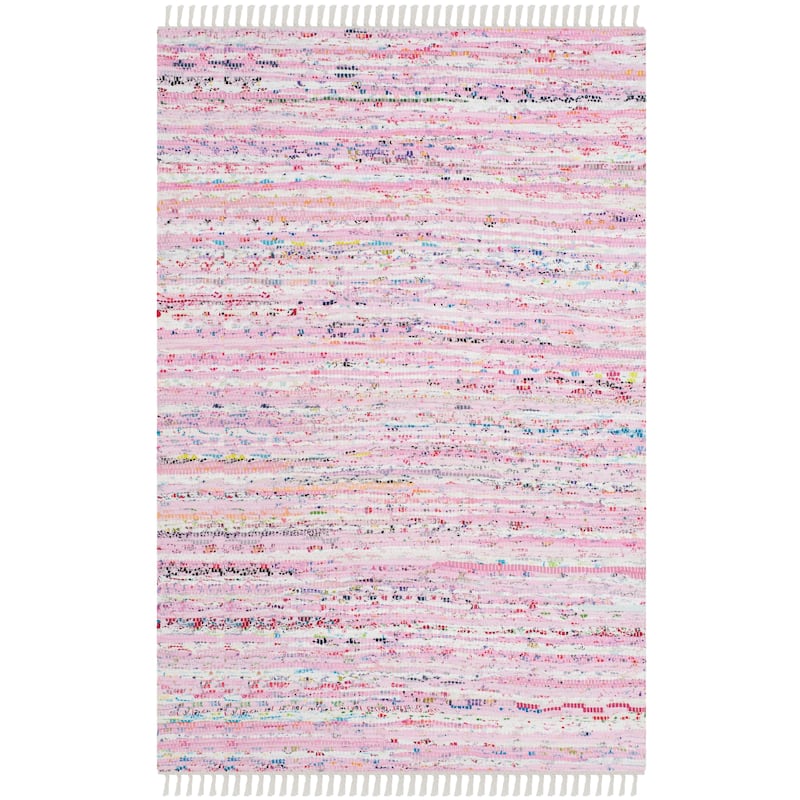 SAFAVIEH Handmade Rag Rug Litzy Stripe Cotton Rug - 3' x 5' - Light Pink/Multi