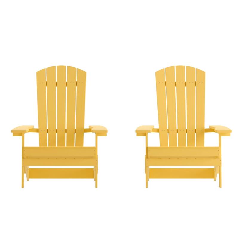 Set of 2 Poly Resin Folding Adirondack Chair-Indoor/Outdoor Patio Chair
