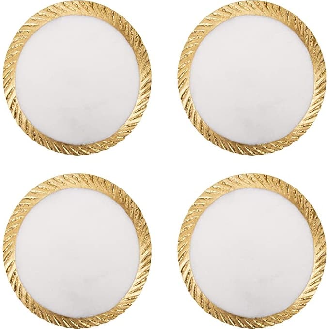 Round Marble Coasters with Gold Edge - 4"D