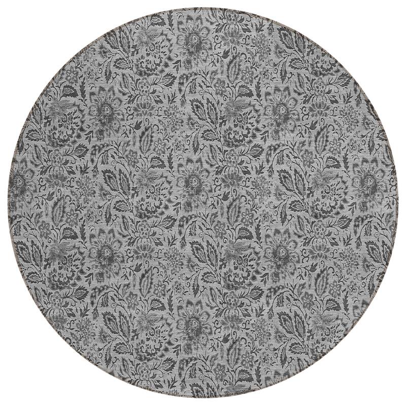 Machine Washable Indoor/ Outdoor Chantille Casual Floral Rug