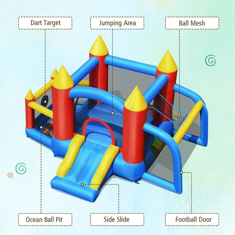 Gymax Kid Inflatable Bounce House Slide Jumping Castle w/Soccer Goal