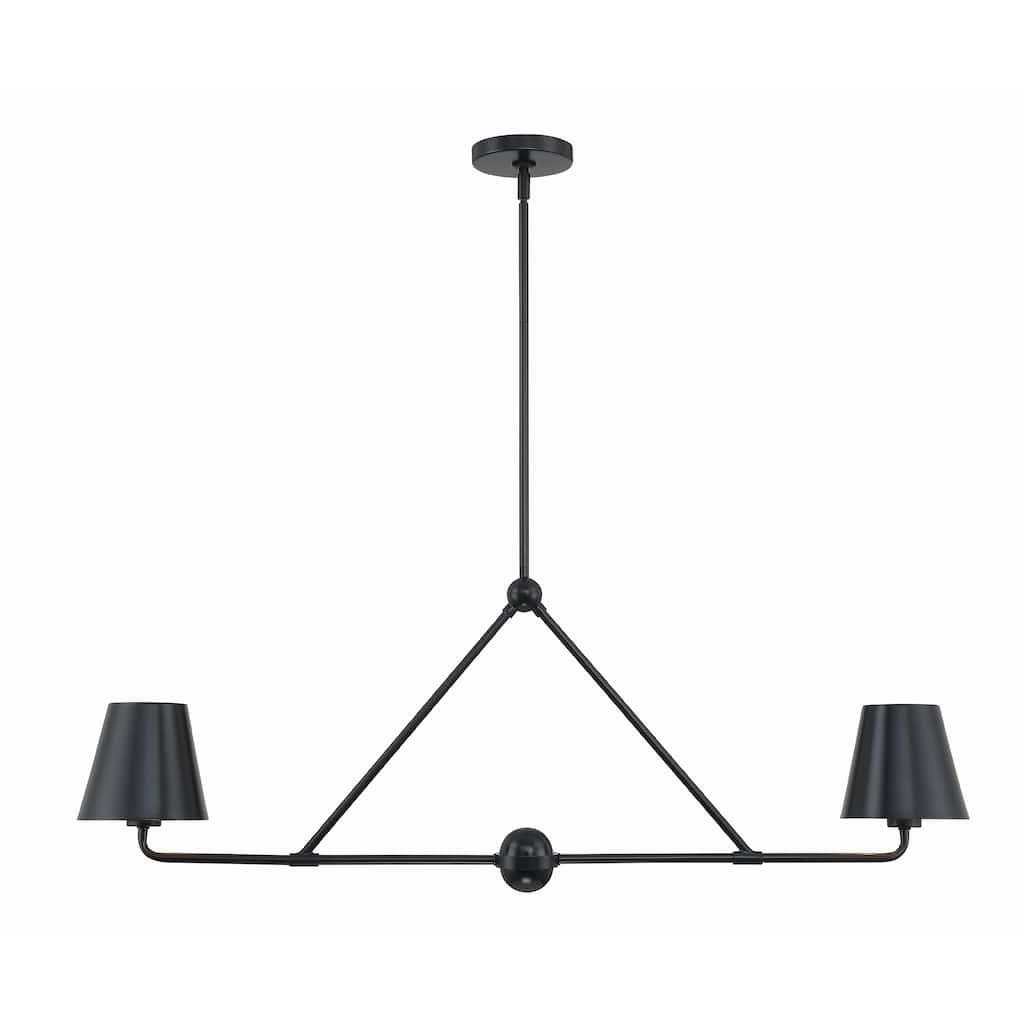 Xavier 2 Light Matte Black Chandelier - 42"W x 15"H