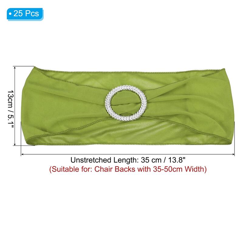 14"x5" Stretch Chair Sashes Bows Chair Bands Sash with Buckle - Green - 25 Pcs
