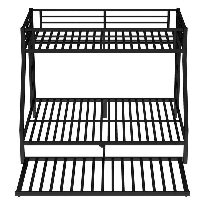 Twin XL Over Queen Metal Bunk Bed with Twin Size Trundle