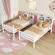 preview thumbnail 11 of 16, Bunk Bed with Shelves , Rubber Wood Bed with Shelves Headboard, Safety Guardrails and Ladder, Convertible to 2 Beds