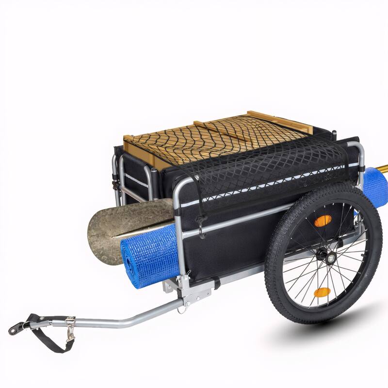Bike Cargo Trailer, 110lbs Load Capacity, Heavy-Duty Bicycle Wagon Cart, Foldable Compact Storage, Featuring upgraded Fat tires