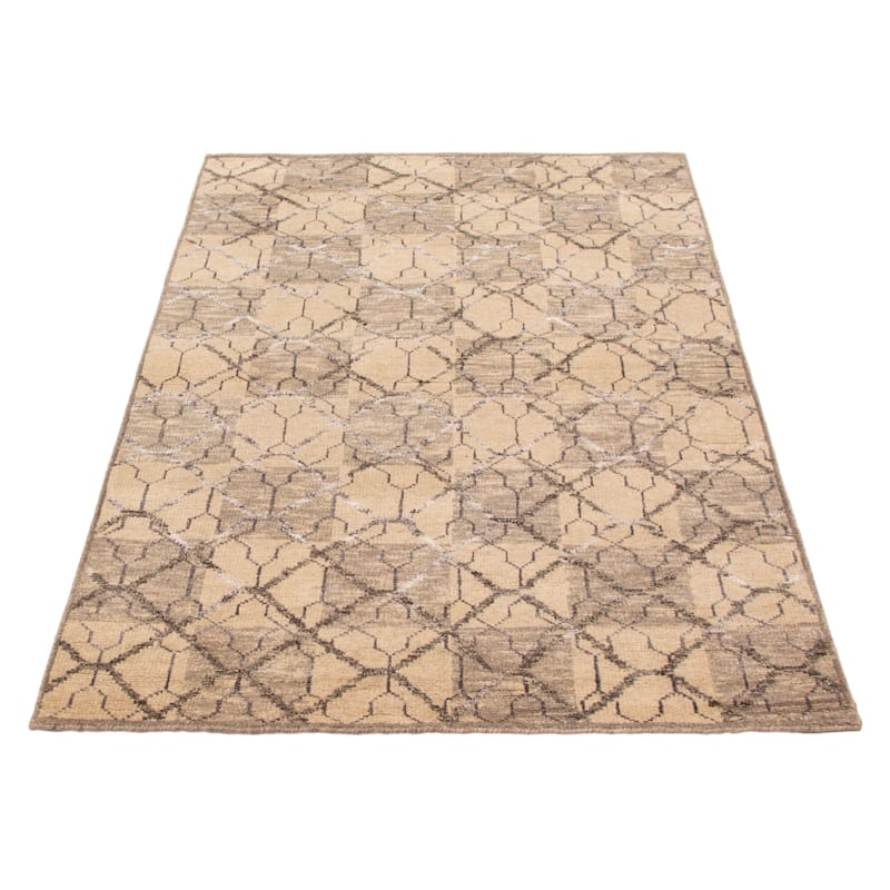 ECARPETGALLERY Hand-knotted Tangier Ivory Silk, Wool Rug - 5'2 x 7'9