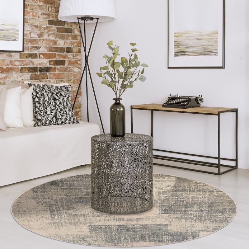 Alana Cel Light Blue Abstract Area Rug - 7'10" x 7'10"