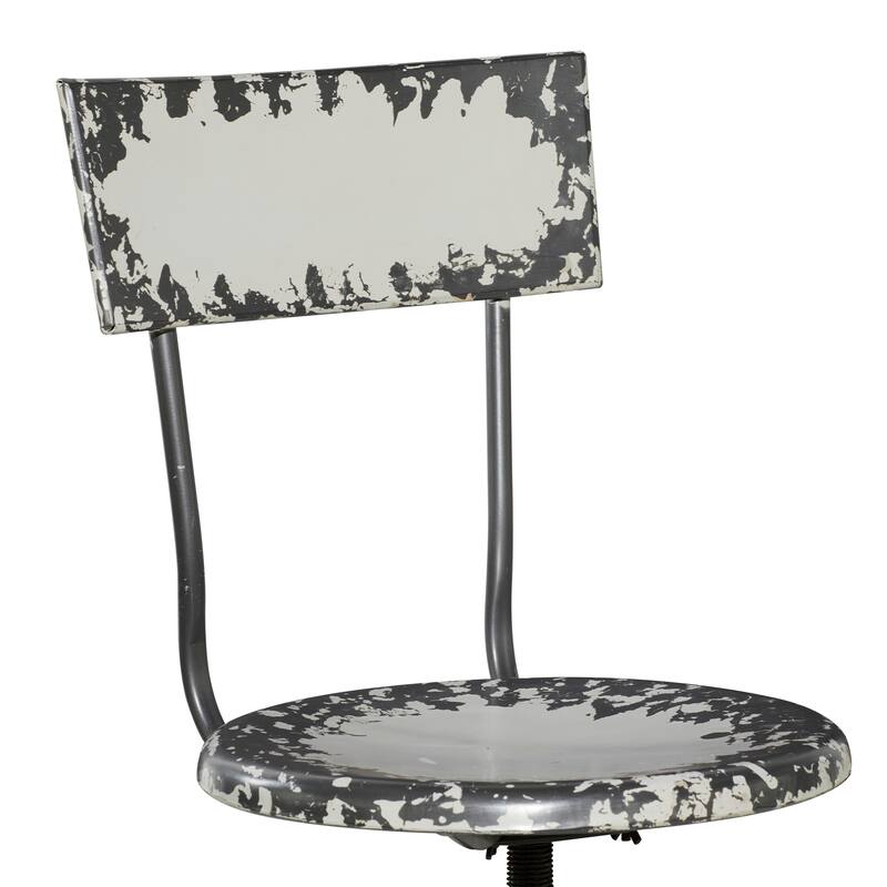 Metal Distressed Bar Stool with Gunmetal Legs and Backrest -Teal, Beige or Red - Roche River Decor