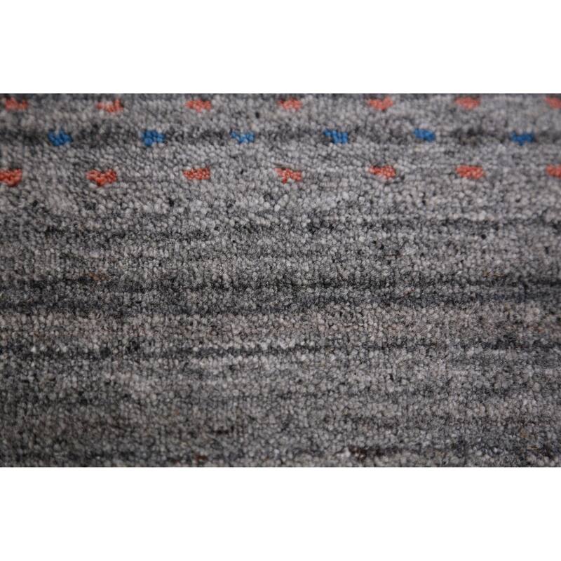 Hand Knotted Oriental 100% Wool Carpet Tribal Animal Pictorial Greys & Charcoal Gabbeh Area Rug - 9' 6'' X 7' 10''
