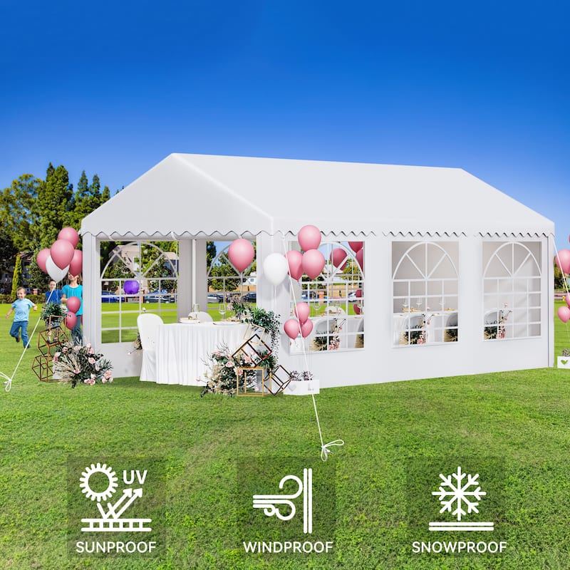 Outdoor White Party Tent Canopy with PVC Windows