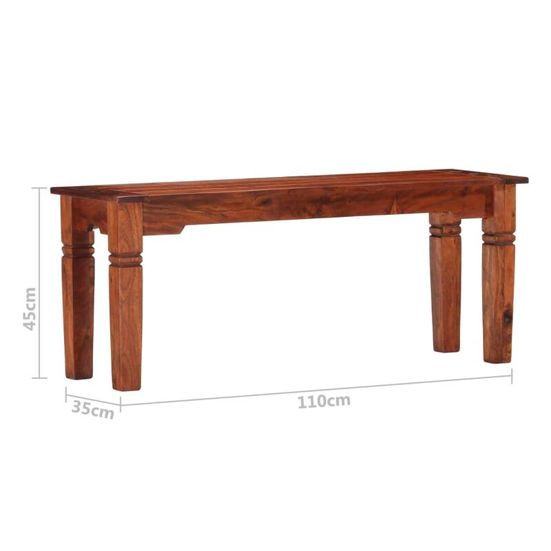 vidaXL Bench 43.3 " Solid Acacia Wood - 43.3 x 13.8 x 17.7"