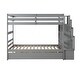 preview thumbnail 13 of 25, Elegant Twin over Twin Bunk Beds With Twin Trundle, Stairway Storage Function, Sturdy Ladder and Full-length Guardrails, Grey
