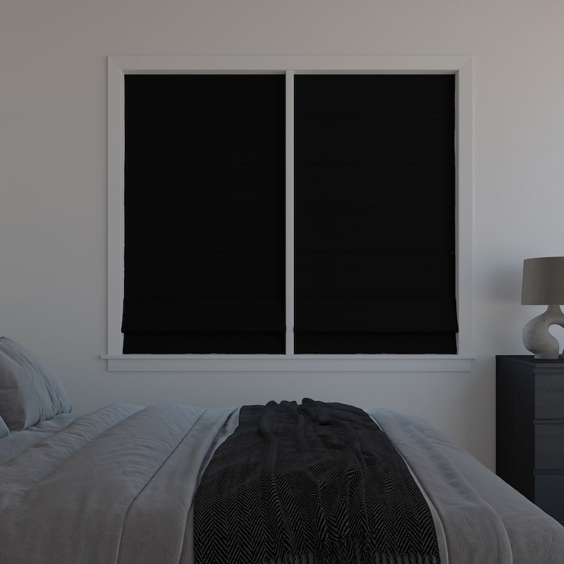 Sun Zero Pryer Textured Total Blackout Cordless 1-Piece Roman Shade