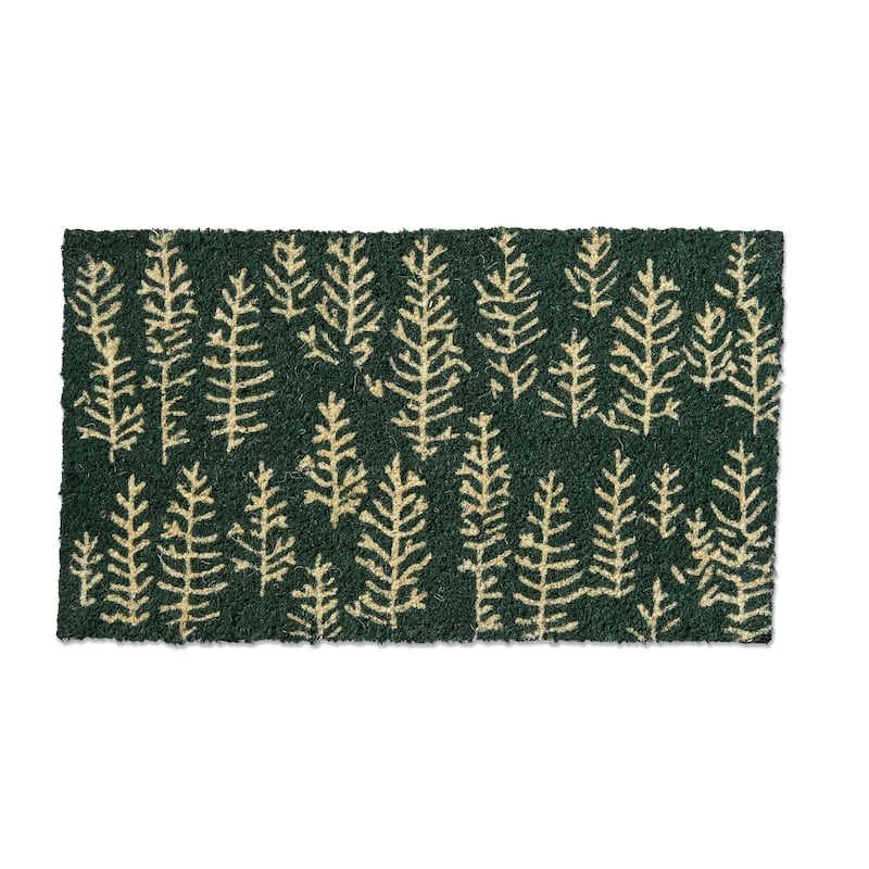 Mountain Trees Coir Door Mat - Natural Coir Doormat for Everyday Use, 30" x 17" - Shake Clean, Green Design