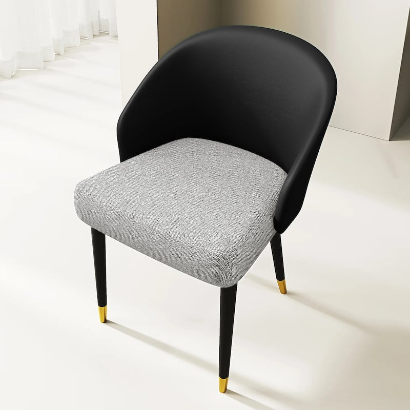 Modern Faux Leather and Fabric Upholstered Back Armchair Dining Chair Or Side Chair (Set of 4)