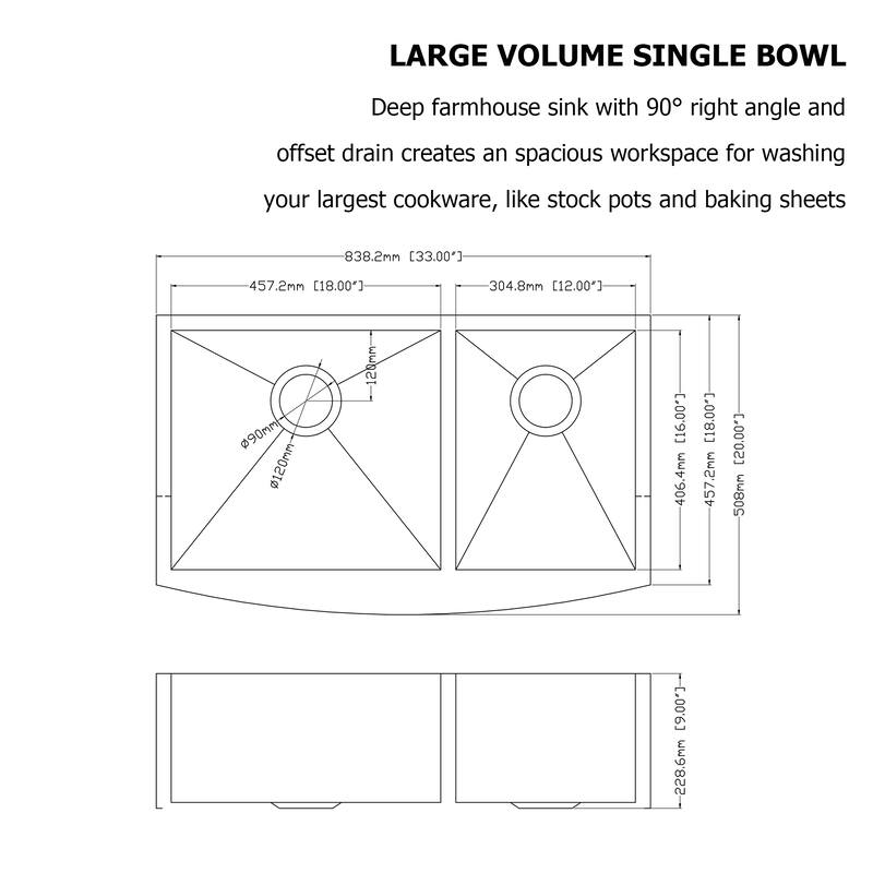 Lordear 33" Stainless Steel Sink Double Bowl Undermount Farmhouse Kitchen Sink with Accessories - 33 in.W x 20 in.D x 9 in.H