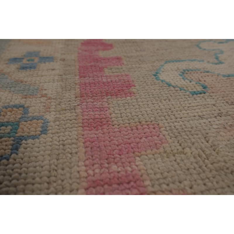 Blue Vegetable Dye Oushak Turkish Large Rug Handmade Wool Carpet - 10'4"x 14'3"