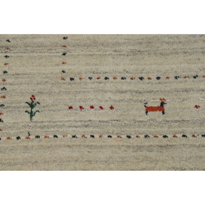 Little Animals Gabbeh Indian Area Rug Hand-Knotted Wool Carpet - 5'1" x 7'8"