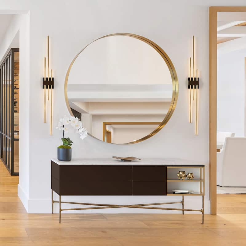 Modern LED Gold Black 3-Light Wall Sconce Contemporary Vanity Light - L42.1" x W4.7"