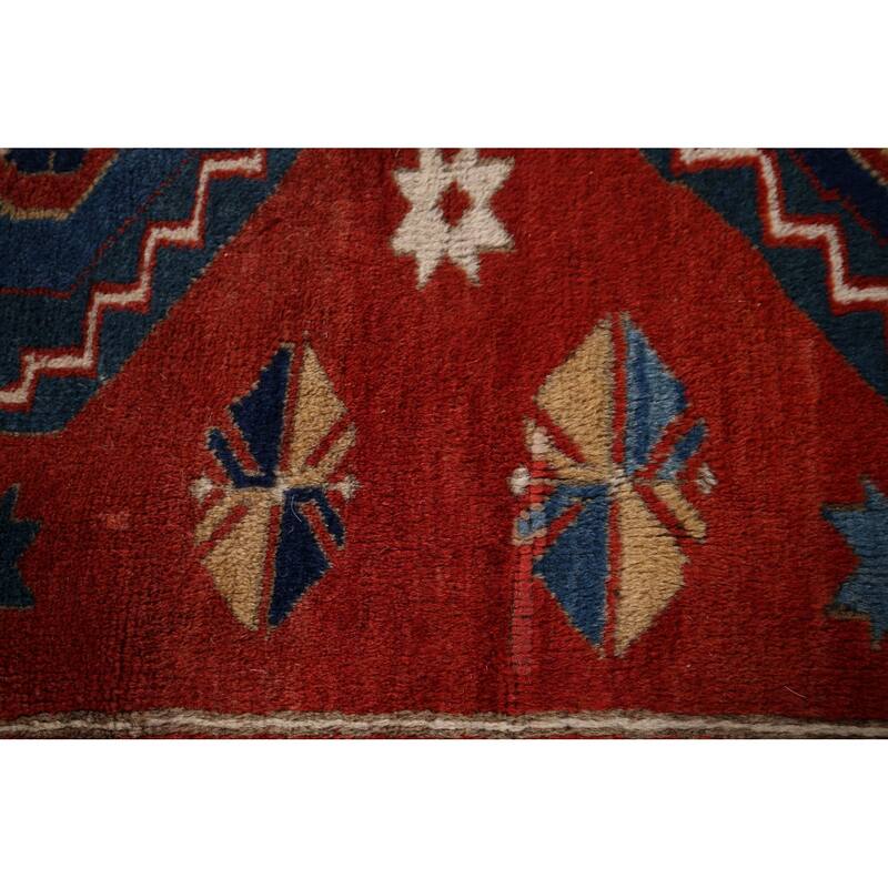 Kazak Vegetable Dye Antique Area Rug Handmade Tribal Wool Carpet - 5'3" x 8'0"