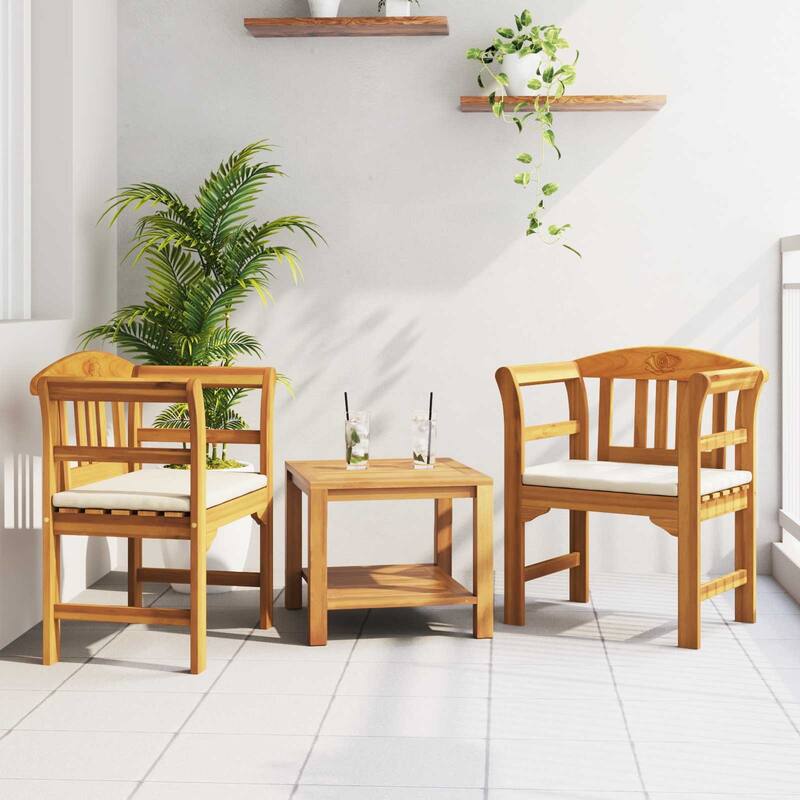 vidaXL Rose Bench Natural in Solid Acacia Wood - Cream white (1)