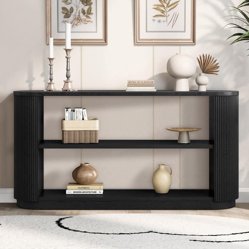 58.9" Modern Entryway Console Table, Slim Sofa Table with Open Shelf for Multi-Functional Use