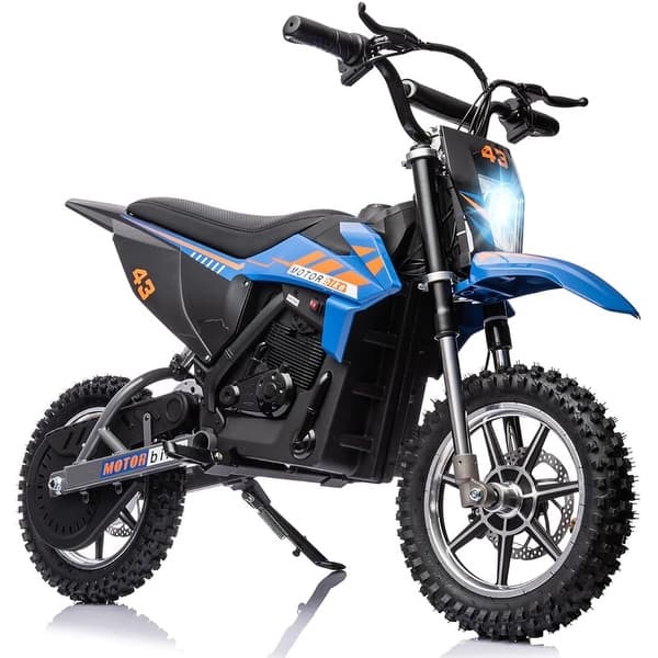 slide 2 of 10, 36V Kids Ride on Dirt Bike with LED Headlight, Leather Seat Blue