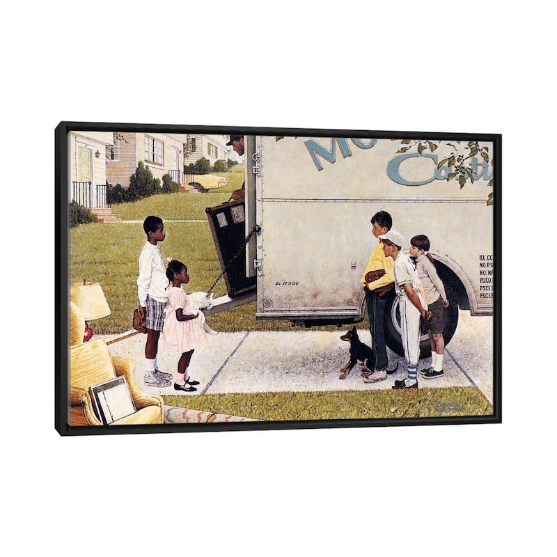 iCanvas "Moving In (New Kids In The Neighborhood)" by Norman Rockwell Framed Canvas Print - Black - 26x40