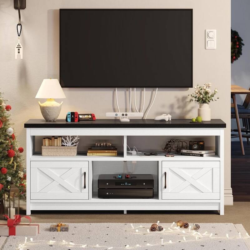 TV Stand for 65 in with Power Outlet Entertainment Center White - 47 inches in width