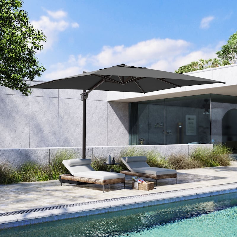 Outdoor Patio Umbrella 9 FT x 11 FT Cantilever-Offset Umbrella with No Base - Dark Gray