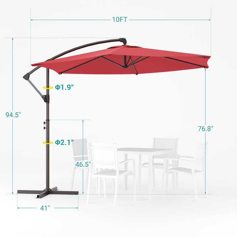 BONOSUKI 10ft Patio Offset Umbrella Outdoor Hanging Umbrella